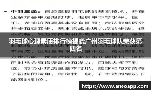 羽毛球心理素质排行榜揭晓广州羽毛球队荣获第四名