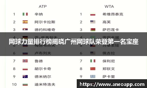 网球力量排行榜揭晓广州网球队荣登第一名宝座